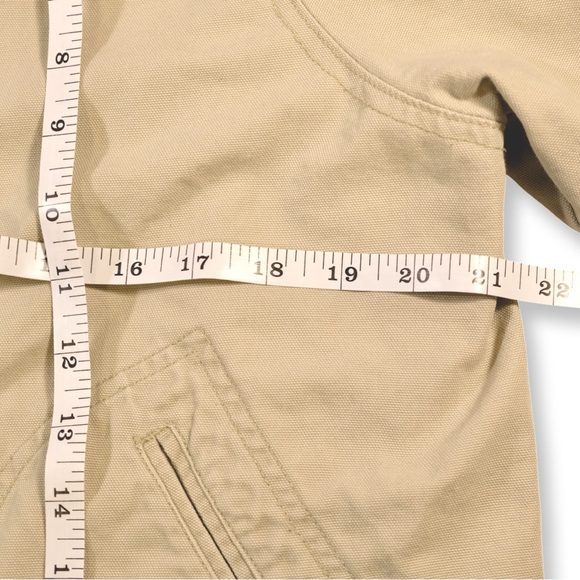 Lands’ End Beige Chore Jacket Brown Collar | Barn Coat Utility Style | MP - Picture 5 of 8